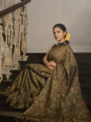 Tussar Ajrak Print Saree