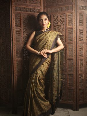 Tussar Ajrak Print Saree