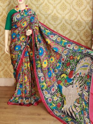 Tussar Kalamkari Painting Saree