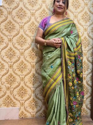 Tussar Kantha Parshi Saree